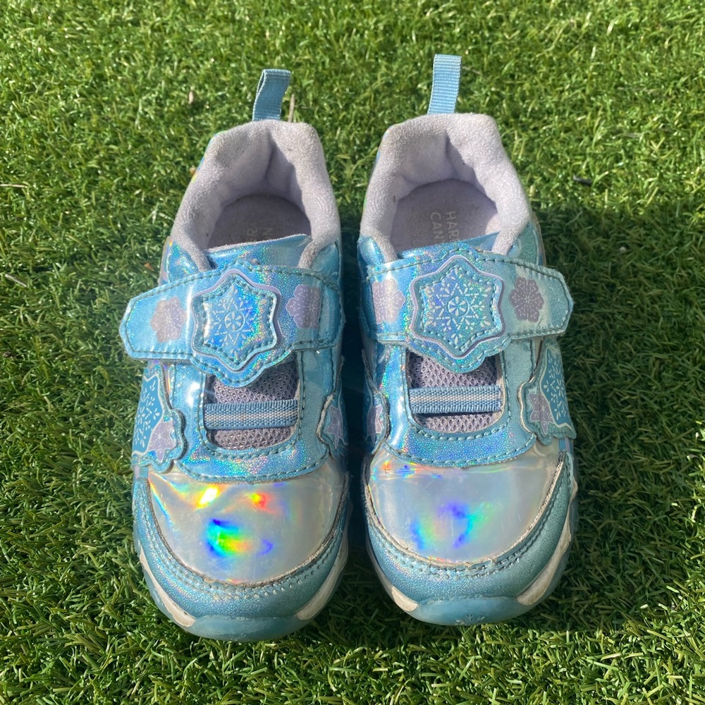 Harper Canyon Kids Frozen light up Blue Velcro Sneakers sz 10